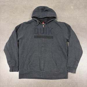 Quiksilver Sherpa Lined Full Zip Hoodie Charcoal Y2K Surf Skate Mens XXL